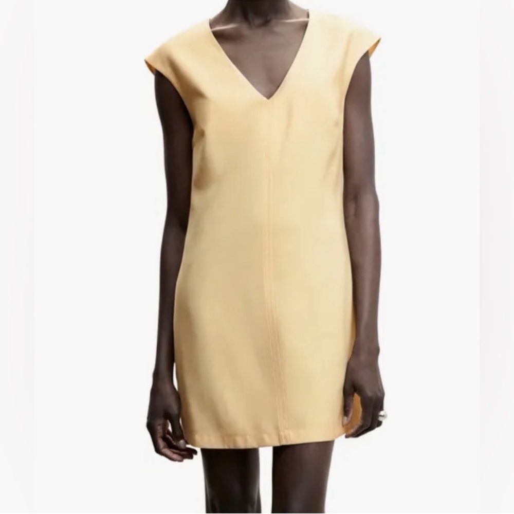 Mango Linen Yellow mini dress